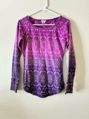 Jockey Purple Ombre Boho Style Long-Sleeve Scoop Neck Top